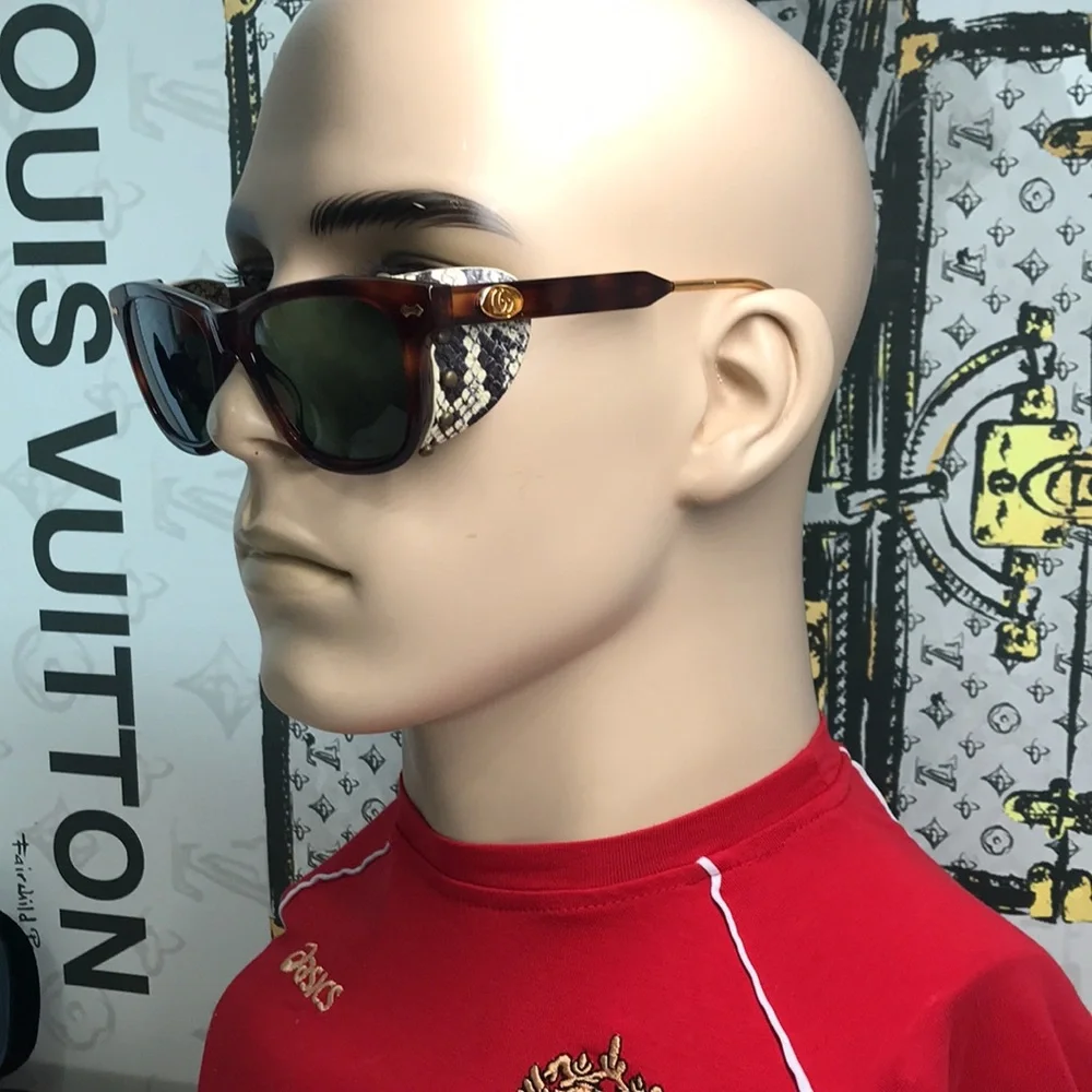 New Authentic Gucci  GG0671s 002 Tortoiseshell Sunglasses with Green Lenses